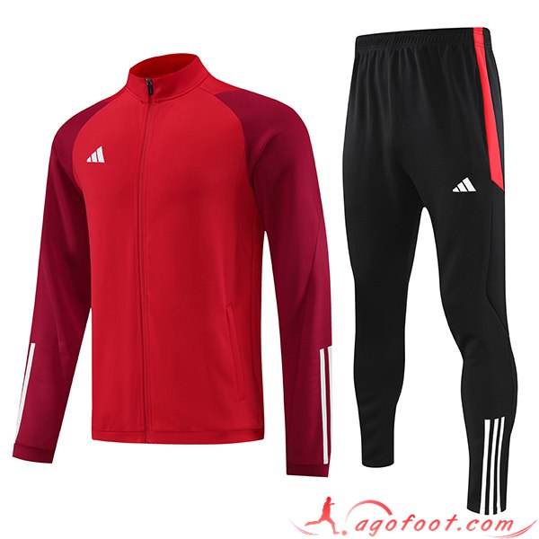 Ensemble Survetement de Foot - Veste Adidas Rouge 2023/2024 -03