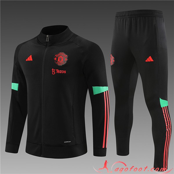 Ensemble Survetement de Foot - Veste Manchester United Enfant Noir 2023/2024