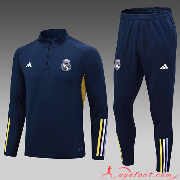 Ensemble Survetement de Foot Real Madrid Enfant Bleu Marine 2023/2024 -02