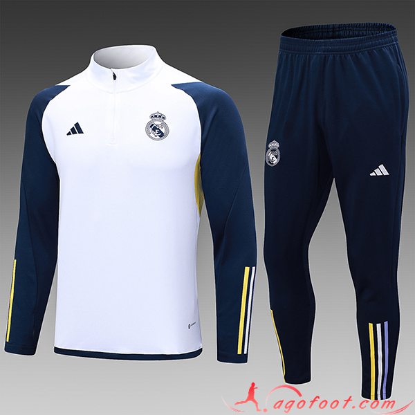 Ensemble Survetement de Foot Real Madrid Enfant Blanc 2023/2024 -03
