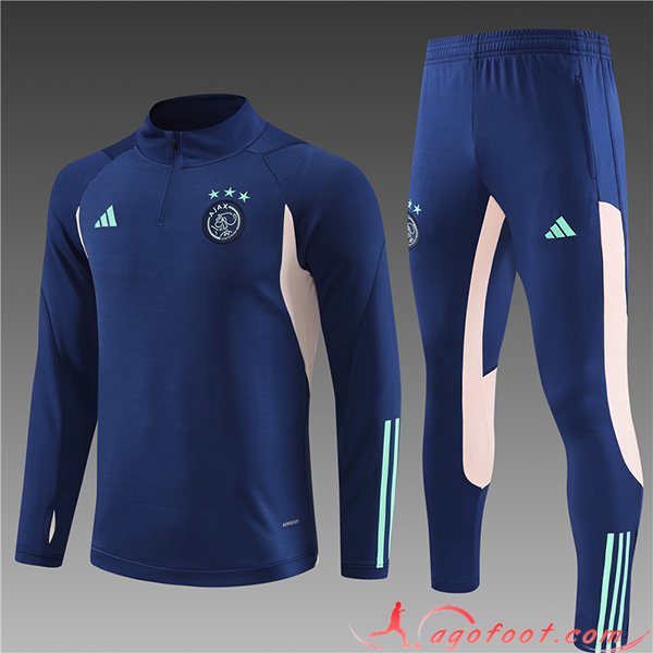 Ensemble Survetement de Foot Ajax Enfant Bleu Marine 2023/2024