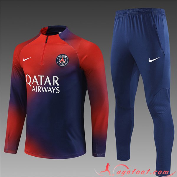 Ensemble Survetement de Foot PSG Enfant Rouge/Bleu 2023/2024
