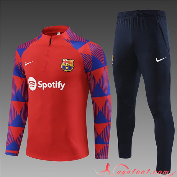 Ensemble Survetement de Foot FC Barcelone Enfant Rouge 2023/2024