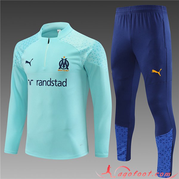 Ensemble Survetement de Foot Marseille Enfant Bleu Clair 2023/2024 -03
