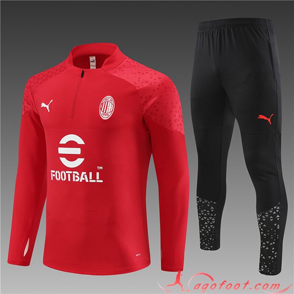 Ensemble Survetement de Foot Milan AC Enfant Rouge 2023/2024 -02