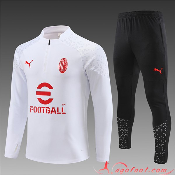 Ensemble Survetement de Foot Milan AC Enfant Blanc 2023/2024