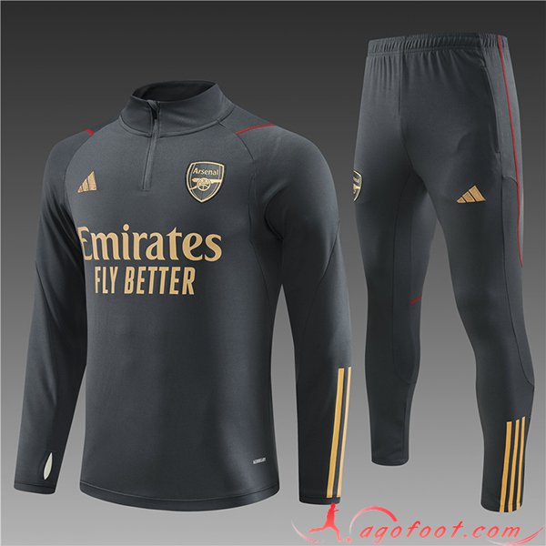 Ensemble Survetement de Foot Arsenal Enfant Gris Foncé 2023/2024