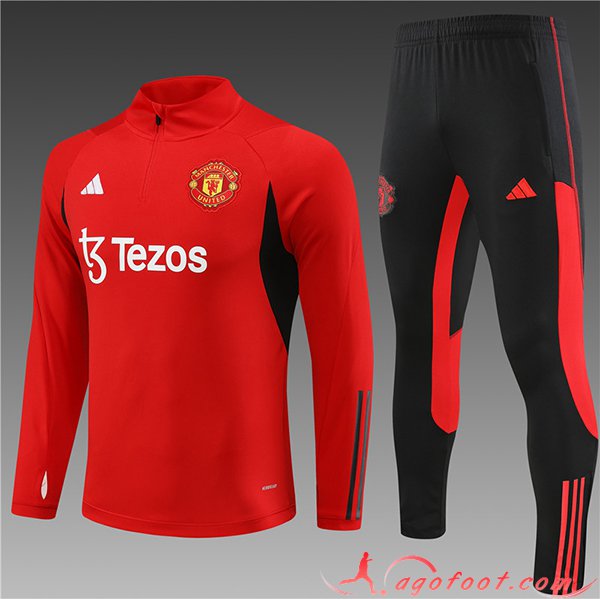 Ensemble Survetement de Foot Manchester United Enfant Rouge 2023/2024