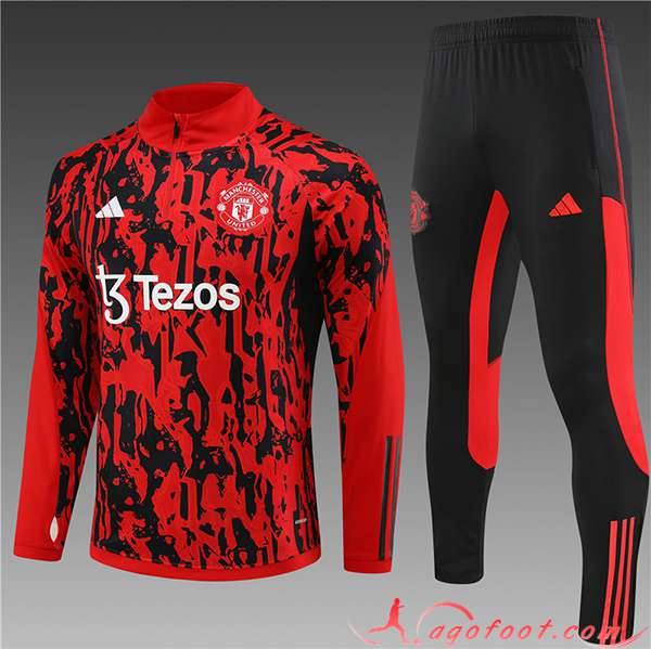 Ensemble Survetement de Foot Manchester United Enfant Rouge/Noir 2023/2024