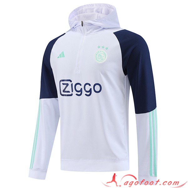 Sweatshirt Training Capuche Ajax Blanc 2023/2024