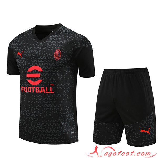 Ensemble Training T-Shirts + Shorts Milan AC Noir 2023/2024