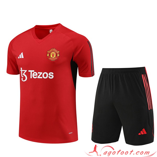 Ensemble Training T-Shirts + Shorts Manchester United Rouge 2023/2024 -02