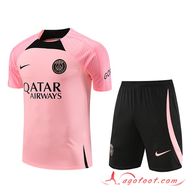 Ensemble Training T-Shirts + Shorts PSG Rose 2023/2024