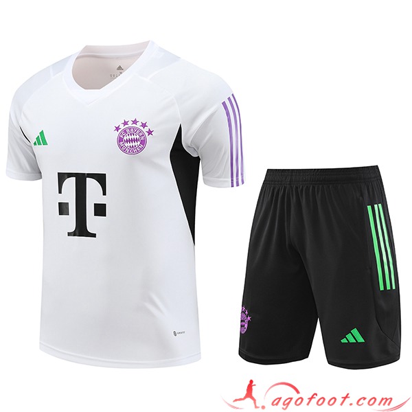 Ensemble Training T-Shirts + Shorts Bayern Munich Blanc 2023/2024
