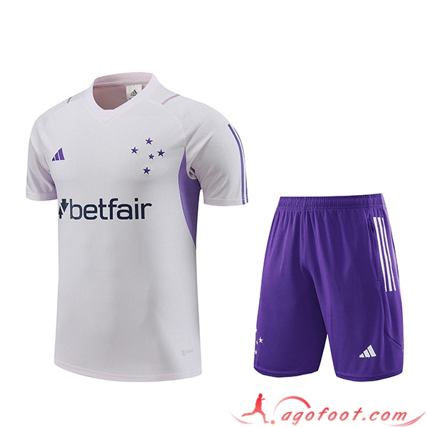 Ensemble Training T-Shirts + Shorts Cruzeiro Blanc 2023/2024 -02