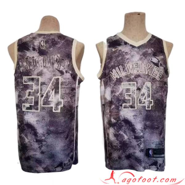 Maillot Milwaukee Buckss (ANTETOKOUNMPO #34) 2023/24 Pourpre