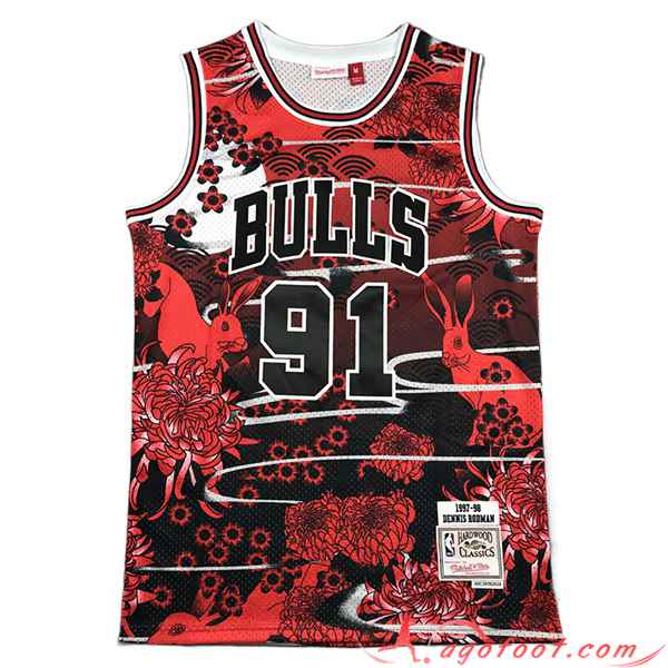 Maillot Chicago Bulls (RODMAN #91) 2023/24 Rouge -03