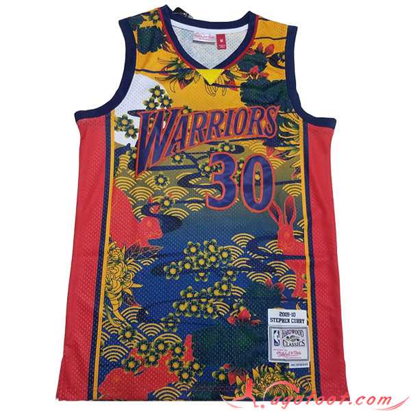 Maillot Golden State Warriors (CURRY #30) 2023/24 Jaune/Bleu/Rouge