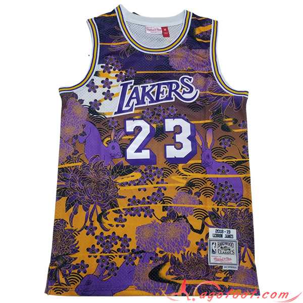 Maillot Los Angeles Lakers (JAMES #23) 2023/24 Jaune/Pourpre