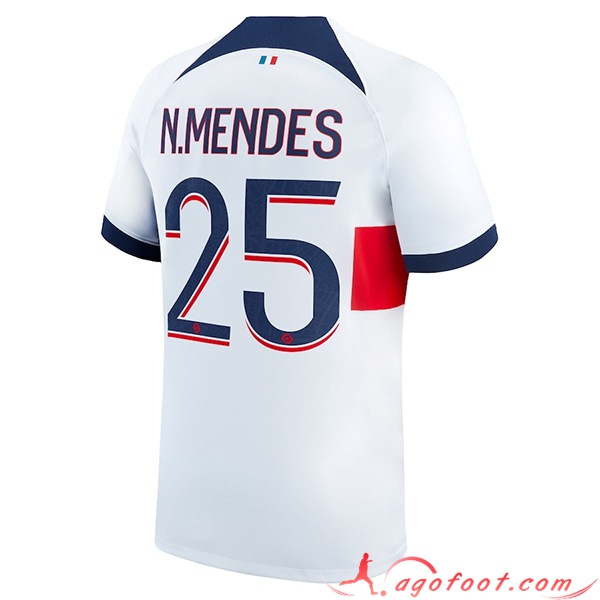 Maillot de Foot PSG (N.MENDES #25) 2023/2024 Exterieur