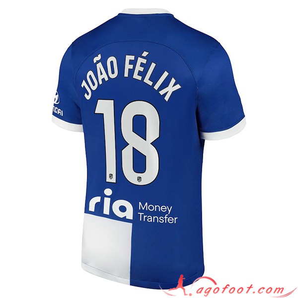 Maillot de Foot Atletico Madrid (JOÃO FÉLIX #18) 2023/2024 Exterieur