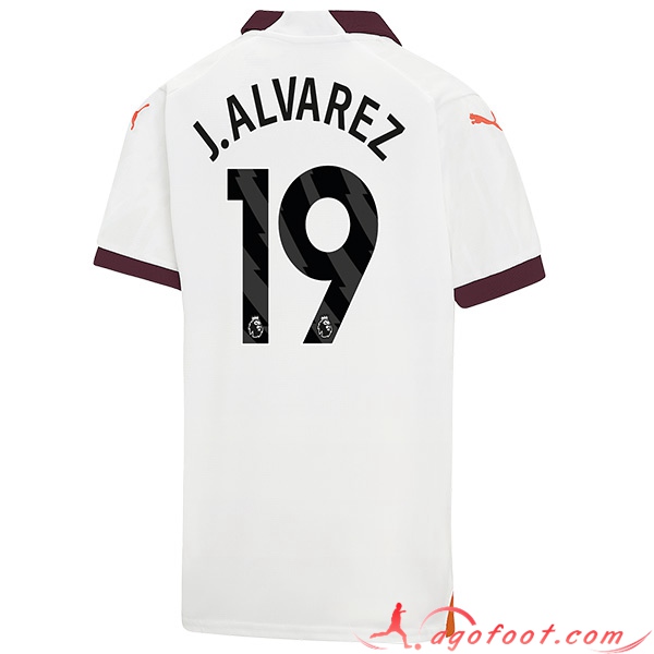 Maillot de Foot Manchester City (J.LVAREZ #19) 2023/2024 Exterieur