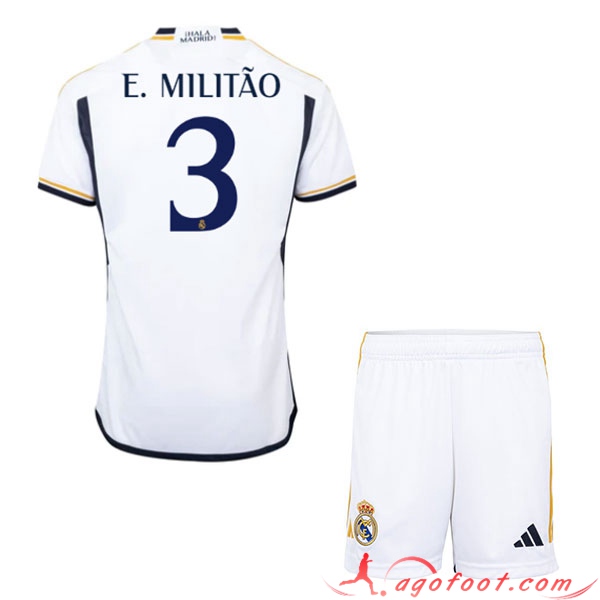 Maillot de Foot Real Madrid (E. MILITÃO #3) Enfants 2023/2024 Domicile