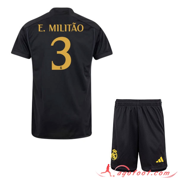 Maillot de Foot Real Madrid (E. MILITÃO #3) Enfants 2023/2024 Third