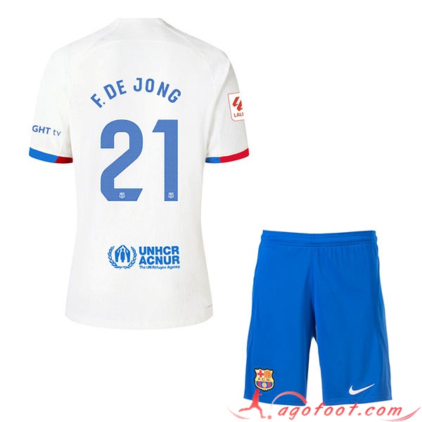 Maillot de Foot Barcelona (F. DE JONG #21) Enfants 2023/2024 Exterieur