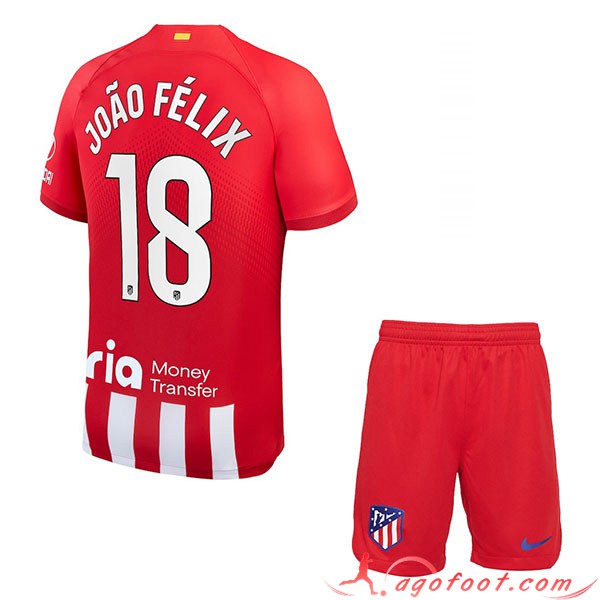 Maillot de Foot Atletico Madrid (JOÃO FÉLIX #18) Enfants 2023/2024 Domicile