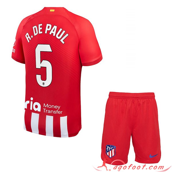 Maillot de Foot Atletico Madrid (R. DE PAUL #5) Enfants 2023/2024 Domicile