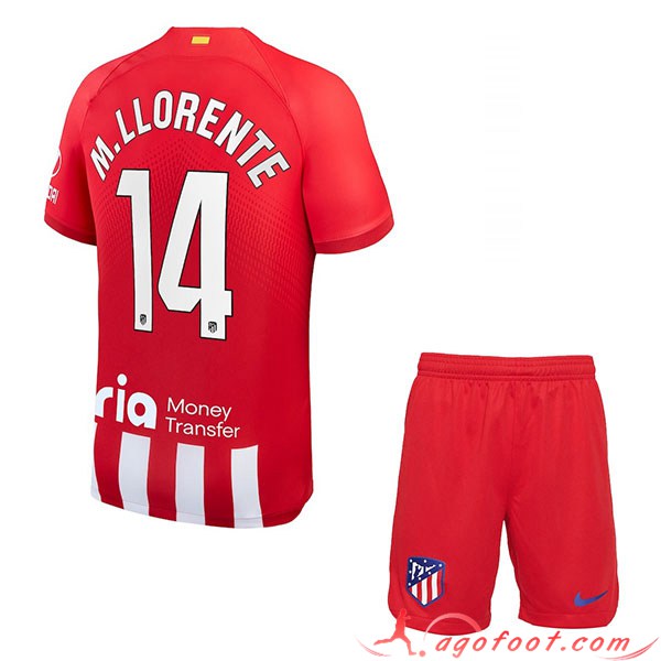 Maillot de Foot Atletico Madrid (M. LLORENTE #14) Enfants 2023/2024 Domicile