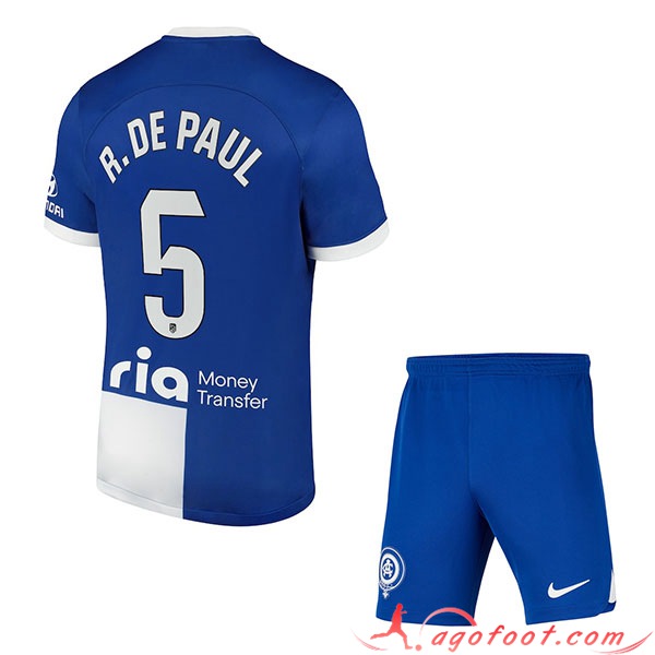 Maillot de Foot Atletico Madrid (R. DE PAUL #5) Enfants 2023/2024 Exterieur