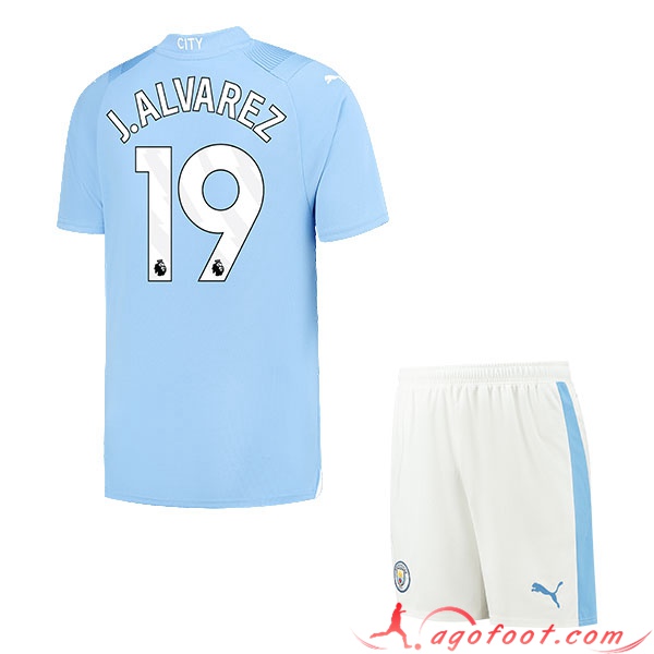 Maillot de Foot Manchester City (J.LVAREZ #19) Enfants 2023/2024 Domicile