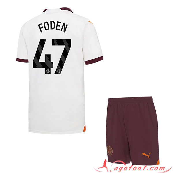 Maillot de Foot Manchester City (FODEN #47) Enfants 2023/2024 Exterieur