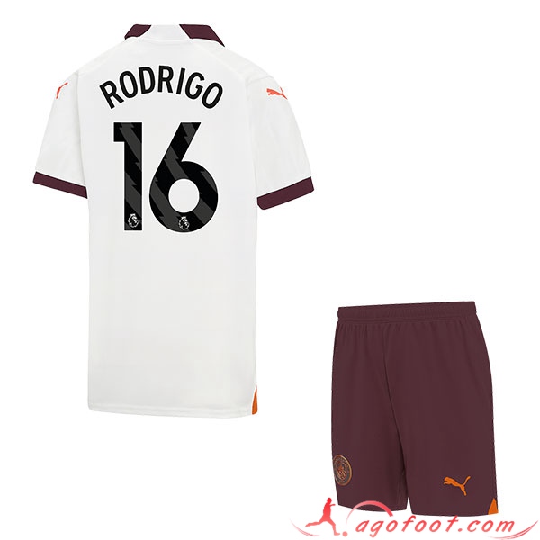 Maillot de Foot Manchester City (RODRIGO #16) Enfants 2023/2024 Exterieur