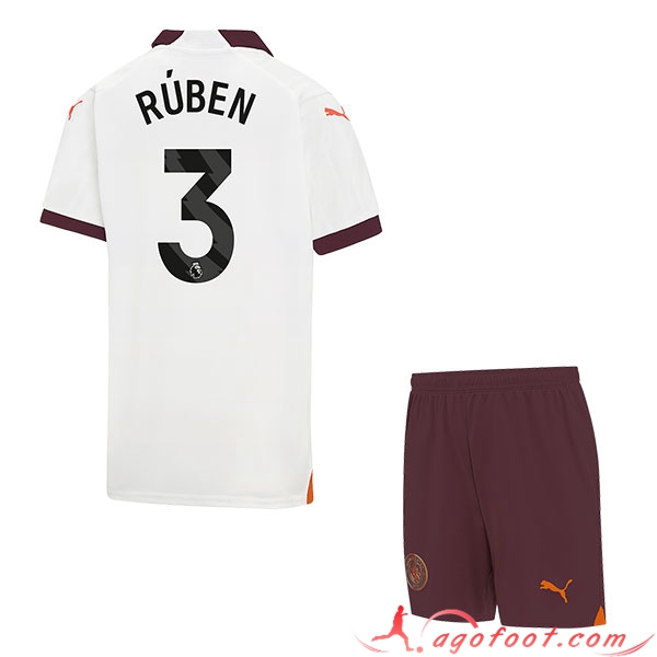 Maillot de Foot Manchester City (RÚBEN #3) Enfants 2023/2024 Exterieur