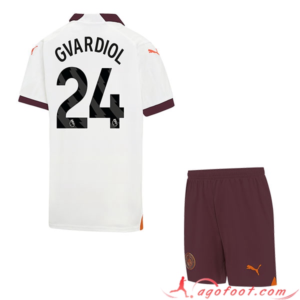 Maillot de Foot Manchester City (GVARDIOL #24) Enfants 2023/2024 Exterieur