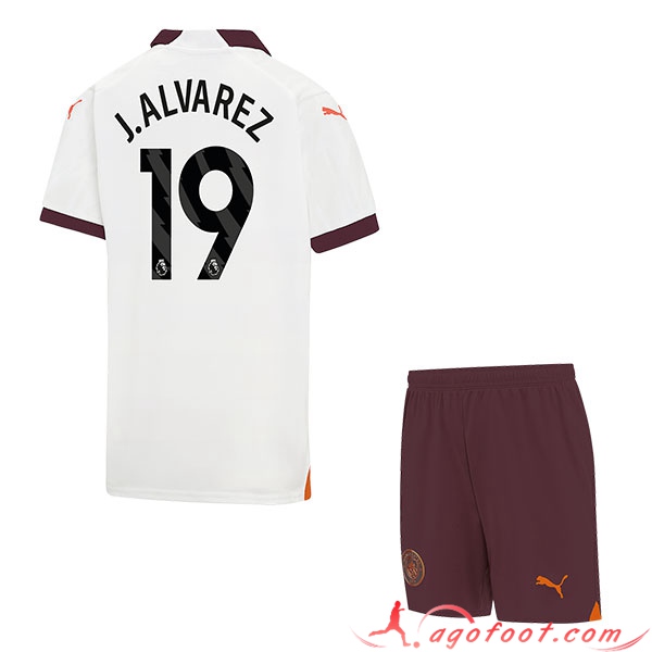 Maillot de Foot Manchester City (J.LVAREZ #19) Enfants 2023/2024 Exterieur