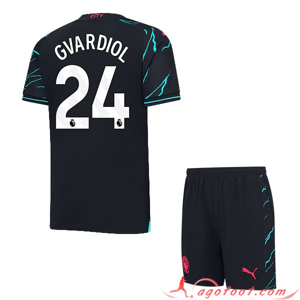 Maillot de Foot Manchester City (GVARDIOL #24) Enfants 2023/2024 Third