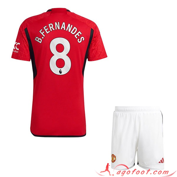 Maillot de Foot Manchester United (B. FERNANDES #8) Enfants 2023/2024 Domicile