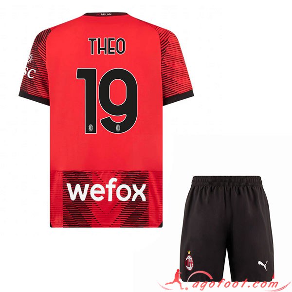 Maillot de Foot AC Milan (THEO #19) Enfants 2023/2024 Domicile