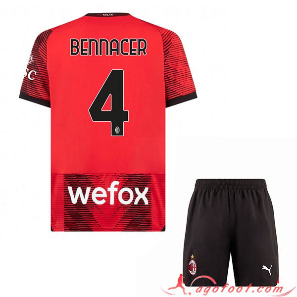Maillot de Foot AC Milan (BENNACER #4) Enfants 2023/2024 Domicile