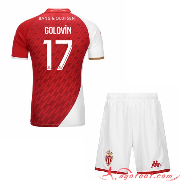 Maillot de Foot AS Monaco (GOLOVIN #17) Enfants 2023/2024 Domicile