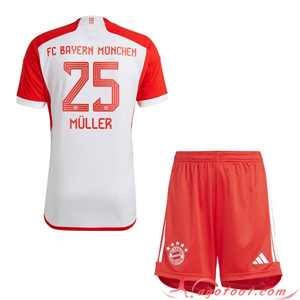Maillot de Foot Bayern Munich (MÜLLER #25) Enfants 2023/2024 Domicile