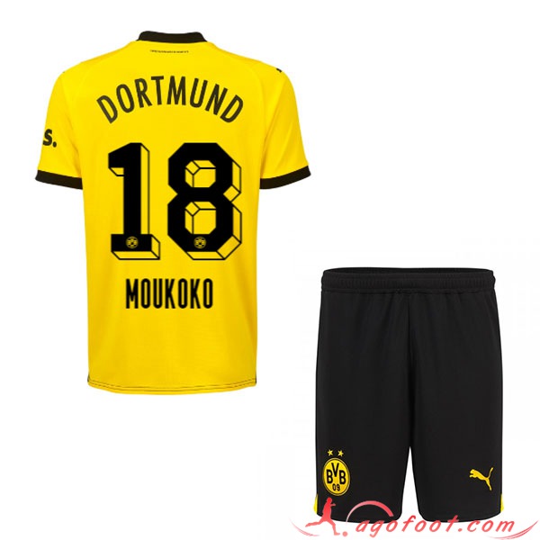 Maillot de Foot Dortmund BVB (MOUKOKO #18) Enfants 2023/2024 Domicile