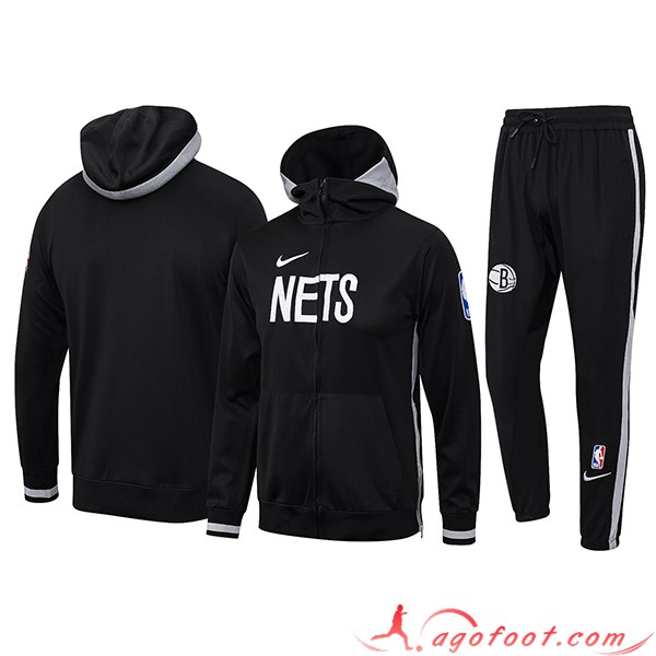 Ensemble Survetement de Foot Brooklyn Nets Noir 2023/2024