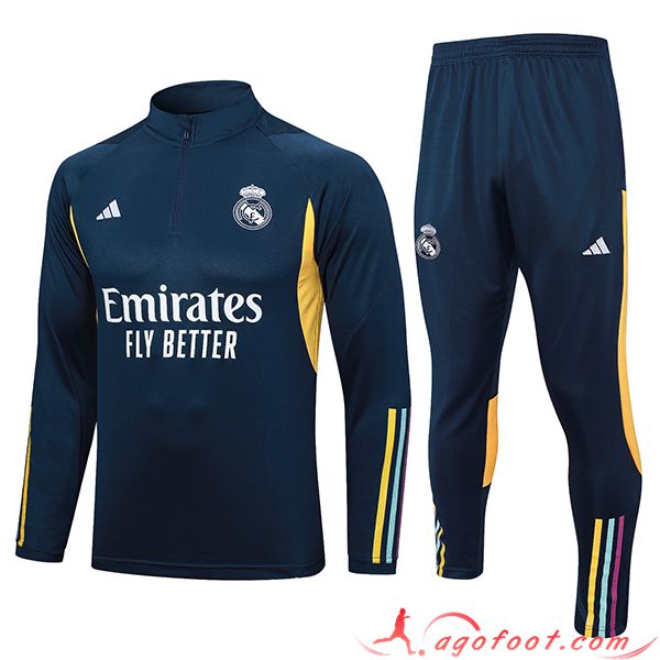 Ensemble Survetement de Foot Real Madrid Bleu Marine 2023/2024 -05