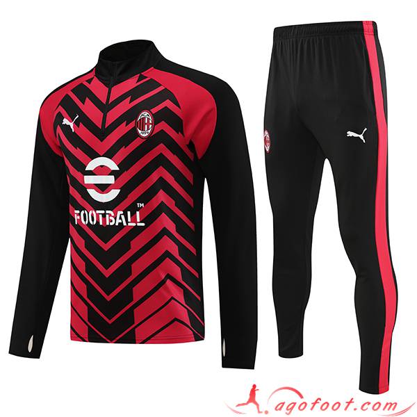 Ensemble Survetement de Foot Milan AC Rouge/Noir 2023/2024