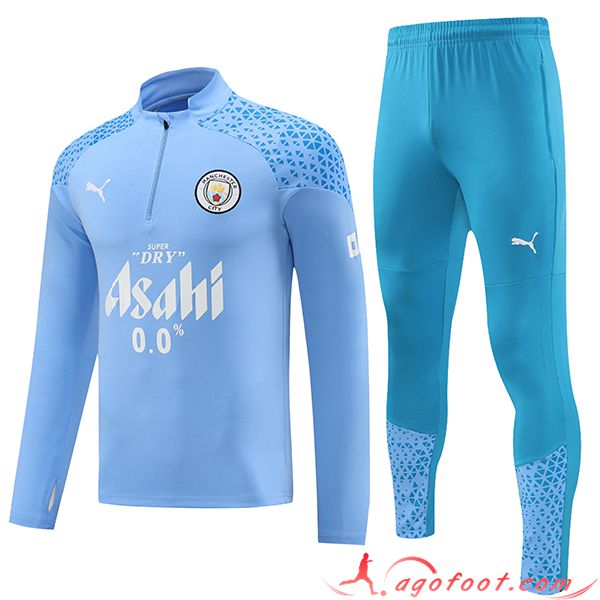 Ensemble Survetement de Foot Manchester City Bleu Clair 2023/2024 -03